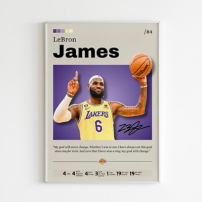 #ad LeBron James poster Los Angeles Lakers wall art basketball print James Print $62.91