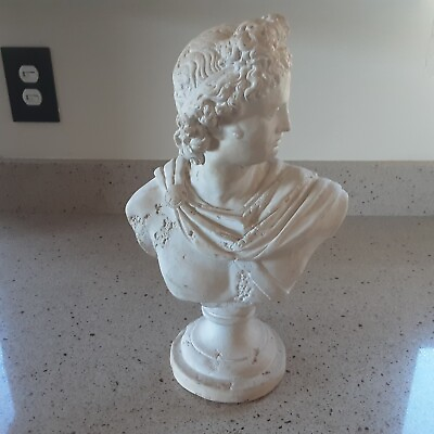 #ad APOLLO Greek Roman God Bust Head Plaster Statue Weathered Style 14” $124.85