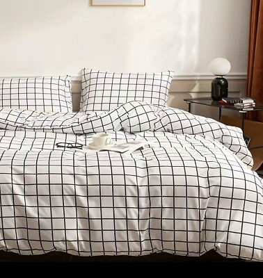 #ad Urban Outfitters King Size Checker Plaid Print Duvet Cover amp; 2 Pillowcases NEW $105.00