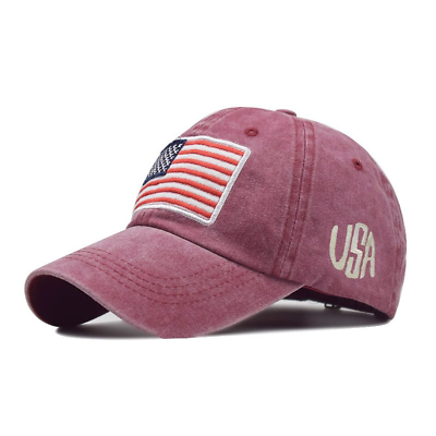#ad Red American Flag USA Baseball Cap Tactical Army Cotton Casual Hat $14.99