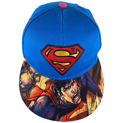 Superman Hat Embroidered Logo DC Comics Strapback Hat Cap Flat Bill Adult Adjust $14.38