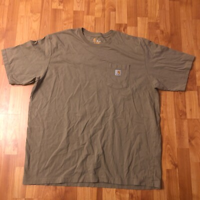 #ad Carhartt T Shirt Adult 3XL Short Sleeve Pocket Tee Original Tan K87 DES Mens $17.50