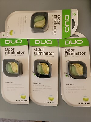 #ad 4 Duo Oder Eliminator Vent Clip 30 Day Air Fresheners 8200 SPR Spring Air 4 PC $5.25