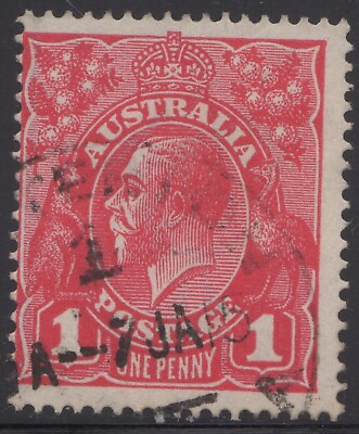 #ad Australia KGV 1d red SW VIII 13 “distorted ONE PENNYquot; used AU $14.99