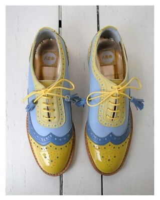 #ad Custom Made Women#x27;s Multicolor Leather Oxford Wingtip Lace Up Dress Formal Shoe. $189.99
