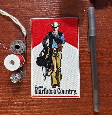 Marlboro Country Patch Smoke Cowboy Western Embroidered Iron On Patch 4.75x3quot; $6.00