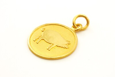 #ad 22k yellow gold pig charm pendant 0.5 inch round 2.8 grams vintage estate $413.00