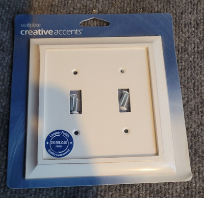 #ad Creative Accents Lighting Plate Double Rocker Wall Plate Savannah White Wood 2t $9.88
