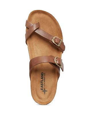 EASTLAND Womens Brown 1 2quot; Platform Tiogo Wedge Slip On Thong Sandals 8 M $51.99