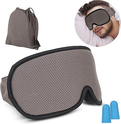 #ad 3D Sleeping Eye Mask with Earplugs 100% Light Blocking Sleep Mask for Men Women $9.99