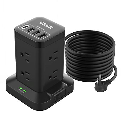 #ad Surge Protector Tower 8 AC 4 USB 6.5 FT Cord. Office amp; Dorm Essential Multiple $38.24