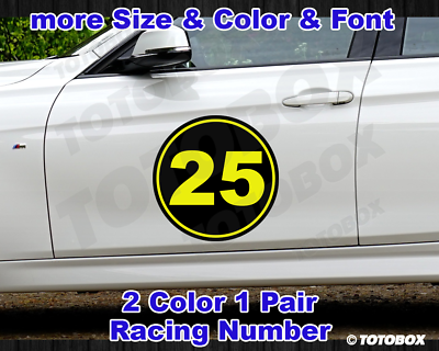 #ad 2x 2Color Custom Racing Number Circle Decal Auto Car Race Sport Sticker $8.50