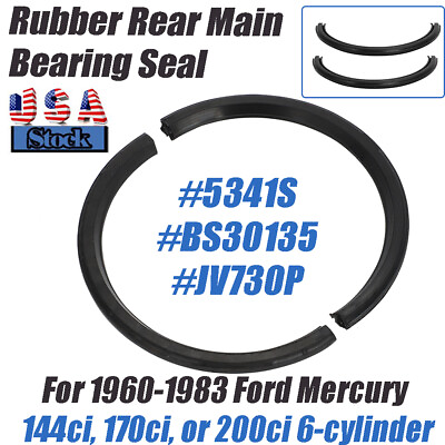 For 1960 1983 Ford Mercury 6 Cylinder #BS30135 Rubber Rear Main Bearing Seal Set #ad $30.99