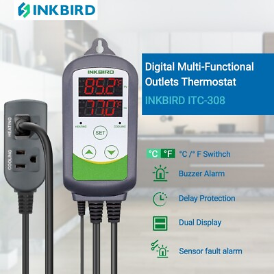 Inkbird ITC 308 Thermostat Programmable Homebrewing Temperature Controller Heat $25.99