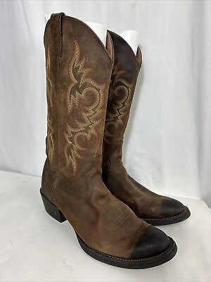 #ad Justin Boots 2551 Huck Brown Leather Cowboy Western Boots Mens 9.5 D $30.00