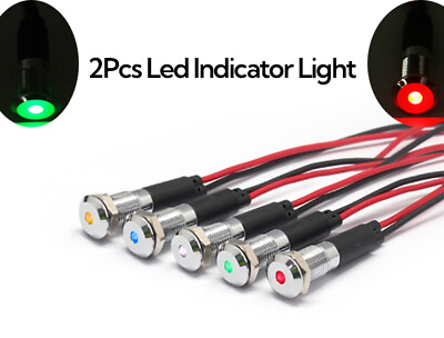 #ad 2Pcs 8mm LED Indicator Light Symbol Warning Lamp for Car Truck Dashboard 12V $11.99