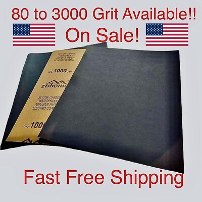#ad 9x11#x27;#x27; Sandpaper Wet or Dry Silicone Carbide Sandpaper Sheets Grit 80 2000 $3.99