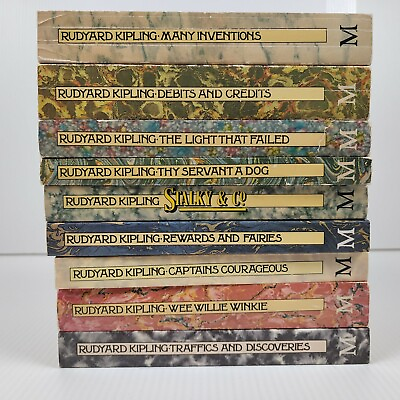 #ad 9x Rudyard Kipling Paperback Books Many Intentions Debits Credits Wee Willie AU $40.00