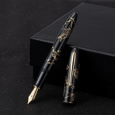 #ad Hongdian N23 Fountain Pen EF Long Knife Nib Black Rabbit Year Limited Carving $38.99