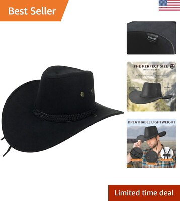 Faux Felt Western Cowboy Hat Wide Brim Fedora for Men Adjustable Size $39.99