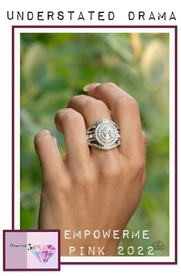 #ad Paparazzi Jewelry Ring Understated Drama 🤍 white EMPMEPINK22 $5.00