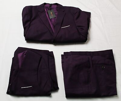 Cloudstyle Men#x27;s 3 Piece Jacket Vest Pants Suit Set AH4 Purple Large NWT #ad $39.99