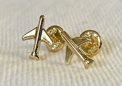 #ad 18k solid real gold earrings: Plane earrings • screw back $110.00