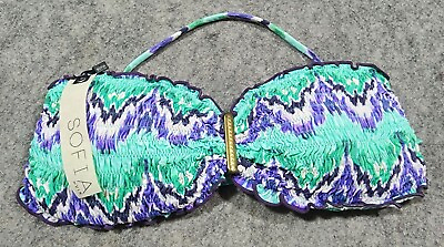 #ad Sofia by VIX Bandeau Halter Swim Top Teal Medium Womens Beachwear New $10.00