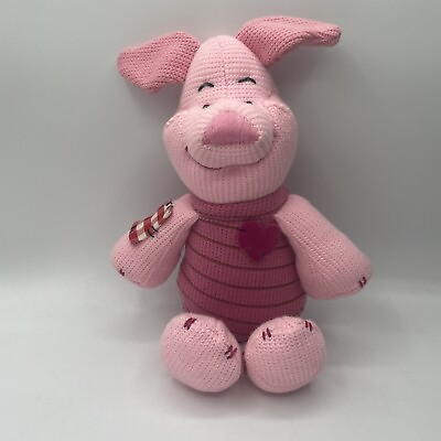 #ad Classic Disney Store Winnie The Pooh Knitted Piglet With sewn patches VGC $18.59