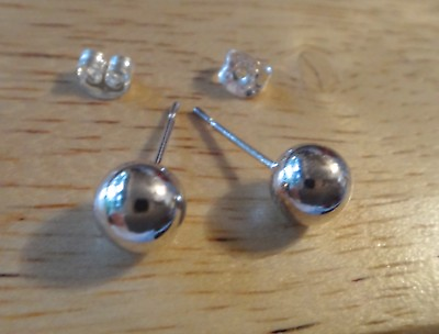 #ad 6 mm Sterling Silver Small Round Ball Studs Posts Earrings $9.99