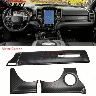 Matte Carbon Console Dashboard Panel Kit For Dodge Ram 1500 TRX Off Road 2019 23 $269.30