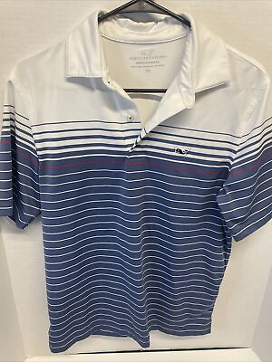 #ad Vineyard Vines Polo Shirt Mens XS Blue White Golf Polo $12.99