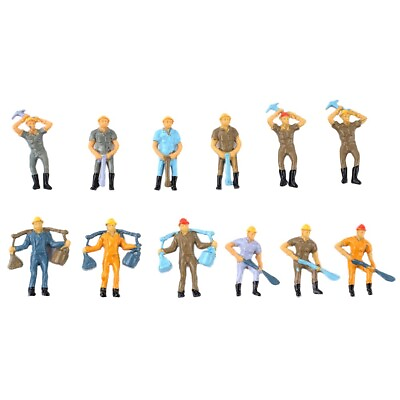 #ad 12 Pcs O Scale 1:48 Railway Workers Figures Train Railway Worker People 4 Poses $11.62