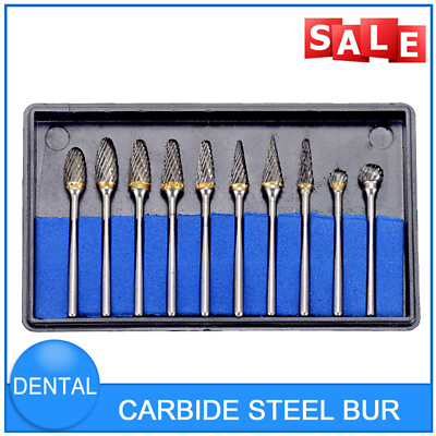 #ad Dental Tungsten Steel Carbide Burs 2.35mm Burrs Drill Polishing Cutter 10 Pcs $14.39