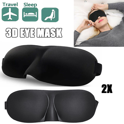 #ad 2Pc 3D Eye Mask Soft Padded Blindfold Blackout Sleep Cover Masks Travel Relax $12.47