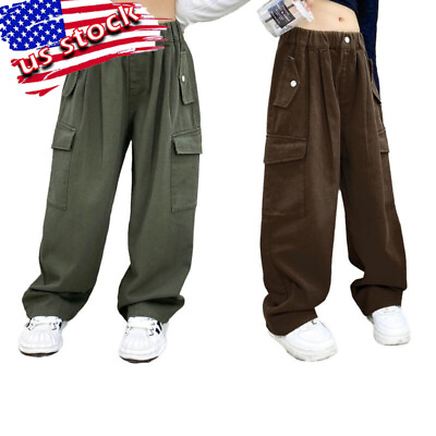 US Girls Cargo Pants Athletic Sports Workout Joggers Sweatpants Dance Trousers #ad $16.73