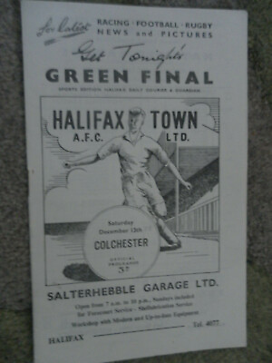#ad 1958 9 HALIFAX TOWN V COLCHESTER UNITED DIV 3 3 GBP 4.99