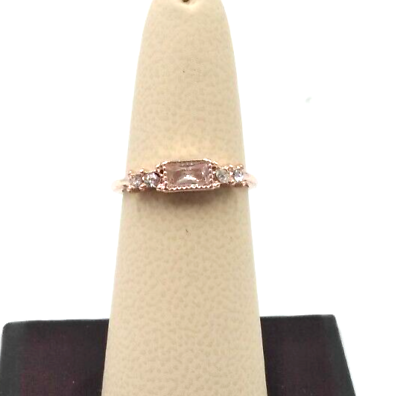 #ad Delicate Rose Gold Tone Sweet Crystal Ring Size 6.25 $13.19