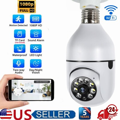 #ad 360° 1080P IP E27 Light Bulb Camera Wi Fi Wireless Smart Home Security IR Night $14.99