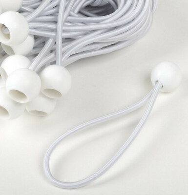 #ad 20 Pc. White Color THICK Heavy Duty 6quot; Inch Ball Bungee Cord 100% Natural Latex $17.58