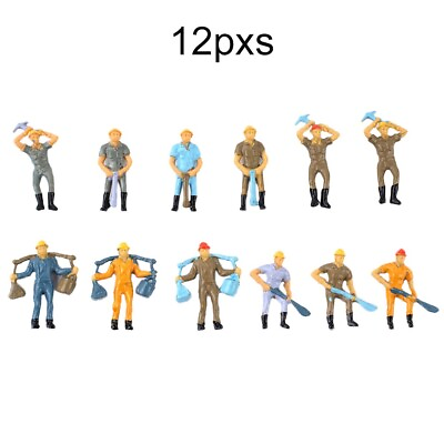 #ad 12 Pcs O Scale 1:48 Railway Workers Figures Train Railway Worker People4 Poses $10.49