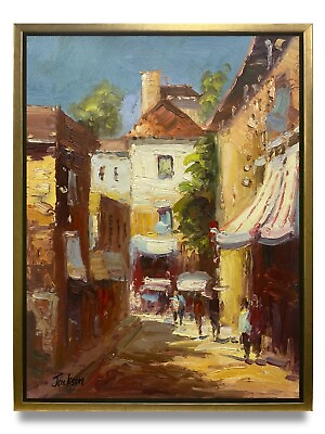 Hungryartist Original Painting of Street View on Canvas 12x16 Framed $155.00