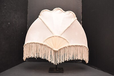 Vintage Art Nouveau French Victorian Crescent Moon Lamp Shade Fringe Beaded $216.17