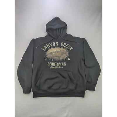 Mens Canyon Creek Sportsman Outfitters Pullover Hoodie Size L Black Deer Graphic $18.60