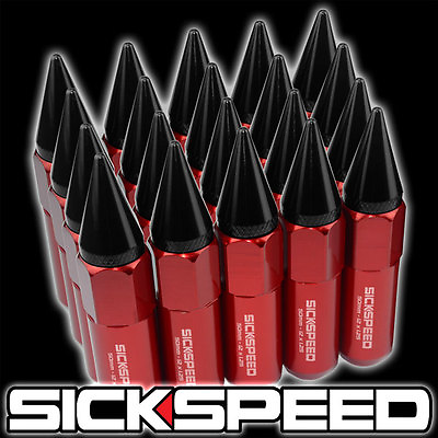 #ad SICKSPEED 20 RED BLACK SPIKED ALUMINUM EXTENDED 60MM LUG NUTS WHEELS 12X1.25 L12 $49.20
