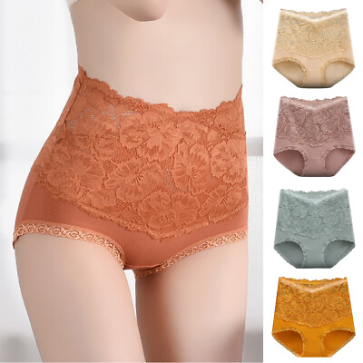 #ad Womens Lace High Waist Panties Briefs Underwear Underpants Tummy Control Panties $7.52