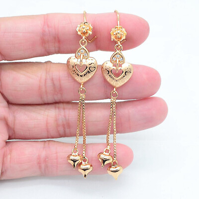 #ad 18K Yellow Gold Filled Women Mystic Topaz Love Hearts Tassel Earrings Jewelry $2.99
