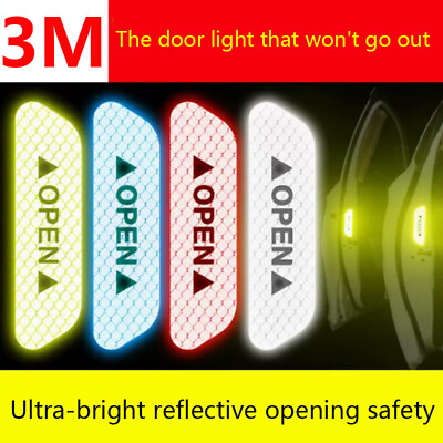 #ad 4x Universal Car Door Open Sticker Reflective Tape Safety Warning Decal 8 Colors $18.23