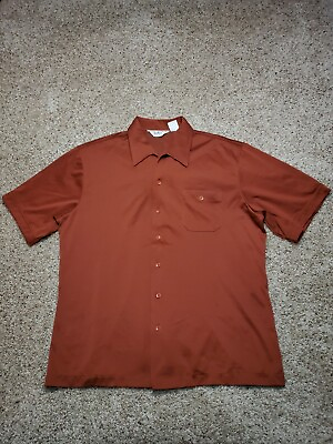 #ad Vintage 90s DaVinci California Shirt XL Mens Copper Button Up Short Sleeve $24.00