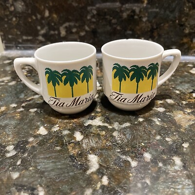 #ad Set of 2 Schmidt Porcelain Brasil quot;Tia Mariaquot; Espresso Demitasse Cups Palm Trees $5.00